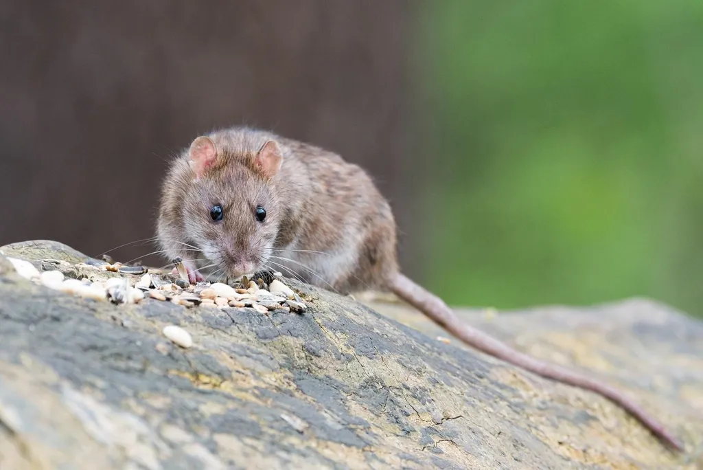 Rat brun dans l'herbe près d'une fondation